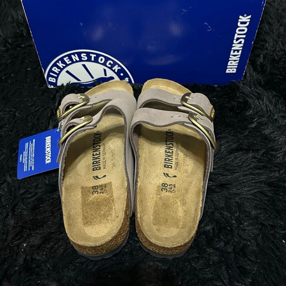 BIRKENSTOCK Arizona big buckle purple leather gold buckle sandals shoes eur 38 - Picture 3 of 8